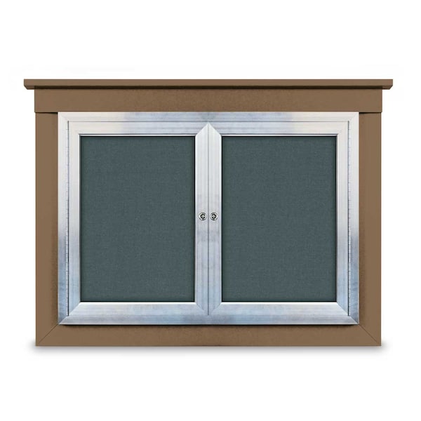 18"x24" 1-Door Enclosed Outdoor Letterboard, Hdr, Blue Felt/Satin